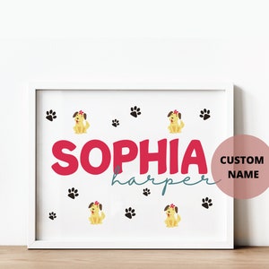 Custom Name Printable With Dog Design | Custom Name | Personalize Design | Nursery Printable | Name Print | Nursery Decor | Nursery Wall Art