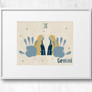 Gemini Zodiac Handprints Footprints, Zodiac Signs Handprint, Horoscope Astrology Handprints, Birthday Craft Print, Baby Toddler Kids Crafts