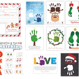 Weihnachten Kinder Aktivität Bundle Paket, Frohe Weihnachten Basteln für Kinder, Handabdruck Basteln, Lieber Weihnachtsmann, Xmas Memory Andenken, Sofort Download
