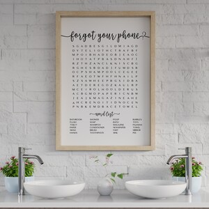 Bathroom Word Search Wall Art, Bathroom Wall Decor Word Find, Forgot ...