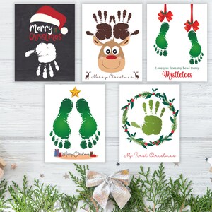 Set of 5 Bundle Handprints Footprints, Baby Toddler Kids Art Crafts, First Christmas Xmas, Keepsake Memory, Printable, DIY Memory Keepsake