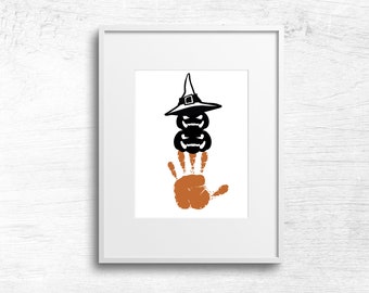 Kürbisturm Halloween Handabdruck Aktivität Handwerk, Halloween Dekor, Kleinkind Baby Kinder DIY Bastelkunst, Halloween Handabdruck, Kürbis Hexe