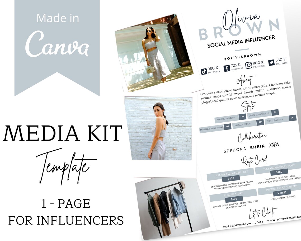 Media Kit Template Canva | Blog Rate Sheet | Blogger Media Kit ...