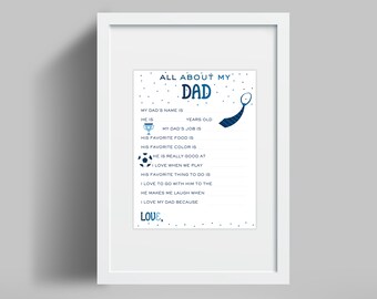 All About My Dad, Father's Day Interview, Father's Day Gift, Printable, Father's Day Card, Gift for Dad, Kid's Instant Digital Download