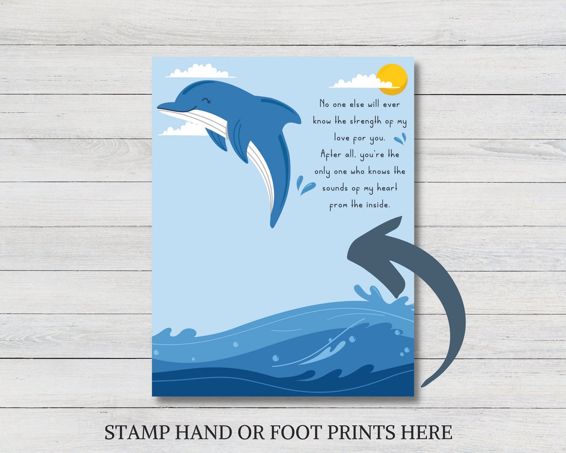 Summer Dolphin Handprint Art DIY Kids Crafts Dolphin Etsy