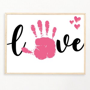 Arte de impressão manual de corações em aquarela de amor, artesanato de arte infantil para bebês, memória de lembrança, cartão imprimível, lembrança de memória DIY, impressão de dia dos namorados