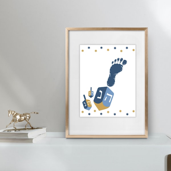 Hanukkah Hand and Footprints, Baby Toddler Kids Art Crafts, Dreidel Hanukkah, Keepsake Memory, Printable Chanukah Card, DIY Memory Keepsake