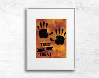 Truco o trato Halloween Handprint Activity Craft, Decoración de Halloween, Toddler Baby Kids DIY Craft, Halloween Handprint, Trick or Treat Craft