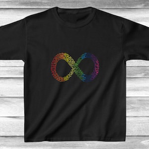 Autism Awareness Tee, Unisex Kids Heavy Cotton Tee, Infinity Love Rainbow Tee, Summer Top, Support Autism