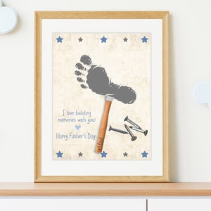 I Love Building Memories With You Dad Handprint Art, Father's Day Craft, Toddler Craft, DIY First Fathers Day Printable Card, Handprint Art