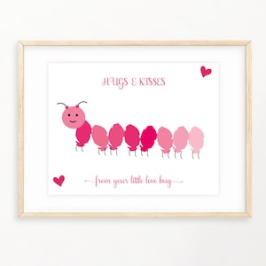 Knuffels en kusjes van je Little Love Bug Moederdag Handafdruk Ambacht, Baby Peuter Kids Art Crafts, Memory Keepsake, DIY Kid Spring Activity