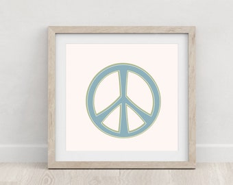 Retro Peace Sign Art Print | Nursery Decor | Retro Vintage Wall Art | Kids Room Wall Art Decor | Peace Sign Poster | Mix & Match Digital Art