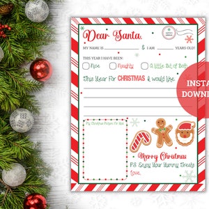 Brief zum Weihnachtsmann, Kinderbuchstabe zum Ausdrucken, Weihnachtsaktivität, Weihnachtsgeschenk, Weihnachtsmann Wunschliste, Liebes Weihnachtsmann, Weihnachtsmann