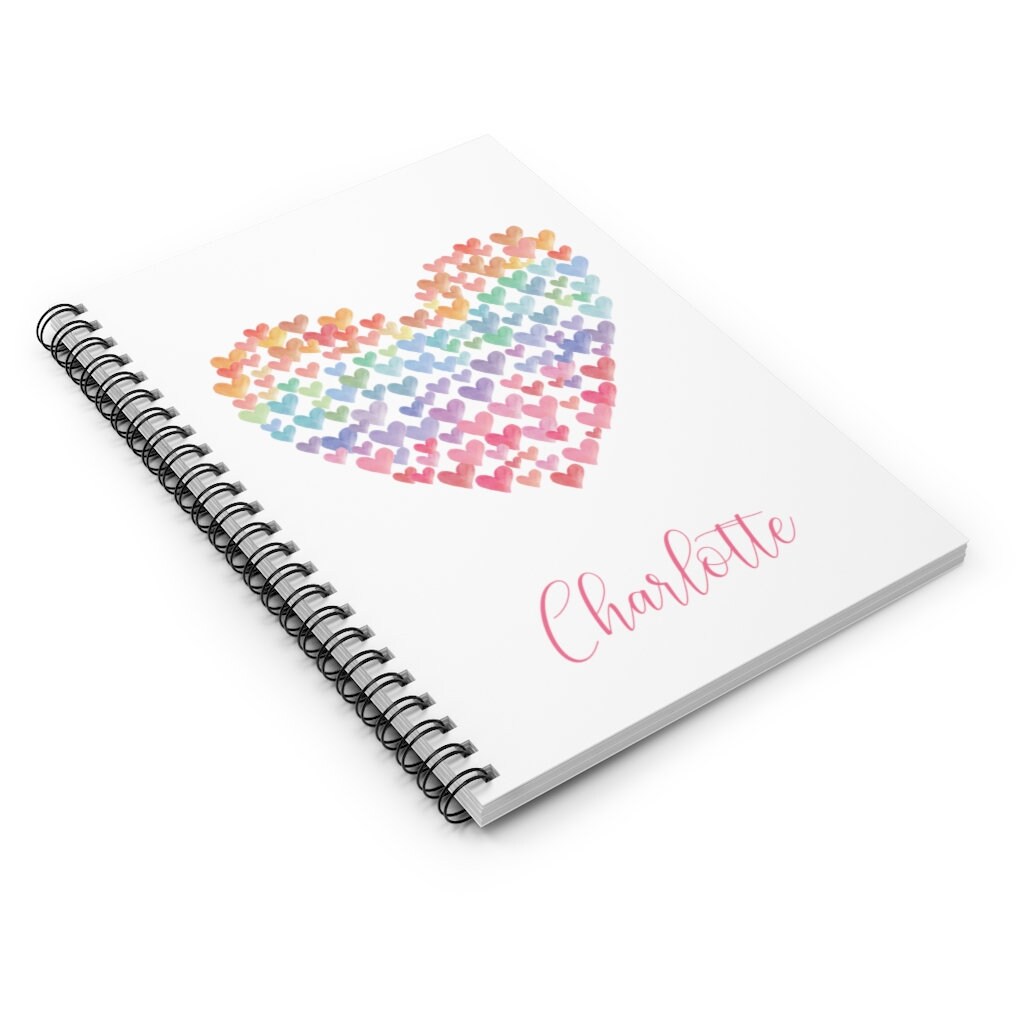 Personalized Heart Design Spiral Notebook Ruled Line, Personalized ...