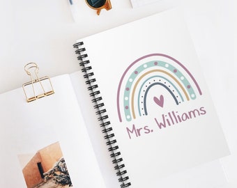Personalized Spiral Notebook Ruled Line, Rainbow Personalized Journal, Custom Journal Spiral Notebook, Personalized Gifts,  Teachers Gift