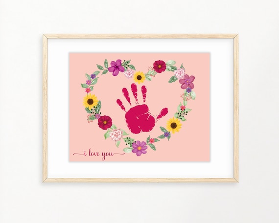 I Love You Flowers Heart Mother's Day Handprint Craft, Baby