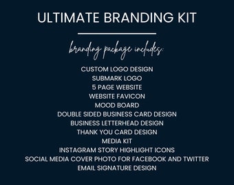 Ultimate Branding Package, Hire a Graphic Designer, Custom Logo Design, Website Design, Social Media Kits, Design Templates, Branding Kit