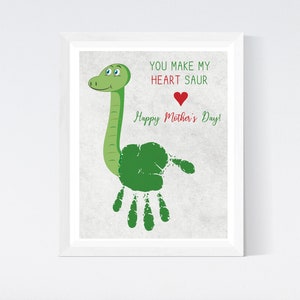 Você faz meu coração Saur Handprint Art Craft, Dia dos Namorados, Presente de Dia das Mães, Lembrança de Memória para Crianças Bebês, Cartão para Impressão