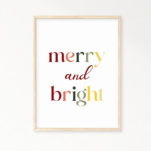 Merry & Bright Christmas Sign, Christmas Printable Wall Art, Christmas Prints, Christmas Decor, Winter Holiday Print, Xmas Digital Download