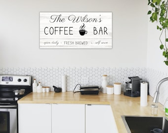 Personalized Coffee Bar Sign, Custom Family Coffee Name Sign, Home Kitchen Decor Sign, Fresh Brewed, Personalized Gift, DIGITAL DOWNLOAD