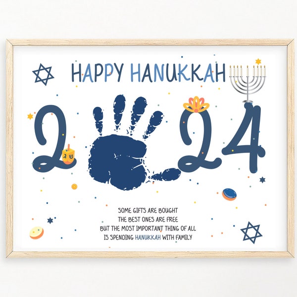 2024 Kids Hanukkah Handprints, Baby Toddler Kids Art Crafts, First Year, Keepsake Memory, Printable, DIY Hanukkah Keepsake, Hanukkah Craft