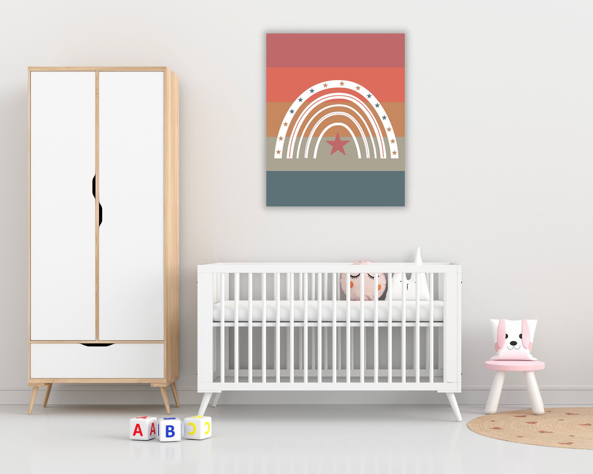 Toile Crèche Étoiles Lumineuses - Art Mural Cypress Home - Pour Chambre Bébé