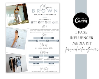 Media Kit Template Canva | Blog Rate Sheet | Blogger Media Kit | Influencer Media Kit Tiktok | Instagram Rate Card | Press Kit | Instagram