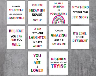 Inspirational Quotes Art Bundle | 10 Printables | Inspirational Wall Art | Classroom Decor | Homeschool Posters | Inspirational Posters