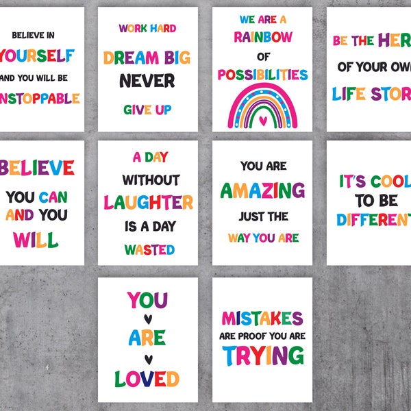 Inspirational Quotes Art Bundle | 10 Printables | Inspirational Wall Art | Classroom Decor | Homeschool Posters | Inspirational Posters