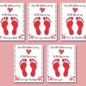 Valentijnsdagkaart voor papa mama, oma en opa kaart, baby peuter kinderen kunst knutselen activiteit, afdrukbaar, moederdagkaart