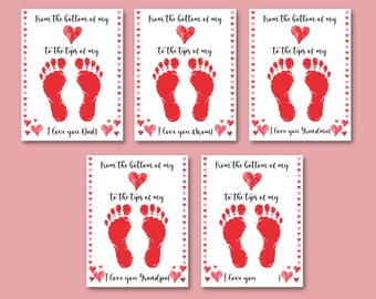 Valentine's Day Card For Dad Mom, Grandma and Grandpa Card, Baby Toddler Kids Art Crafts Activity, Printable, Mother’s Day Card