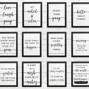 Set of 22 Bathroom Prints, Home Decor Posters, Bathroom Minimalist Funny Quotes Bundle, Toilet Fun Prints, Bathroom Art Digital Download image 1