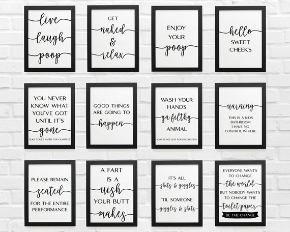 Set of 22 Bathroom Prints, Home Decor Posters, Bathroom Minimalist Funny Quotes Bundle, Toilet Fun Prints, Bathroom Art Digital Download