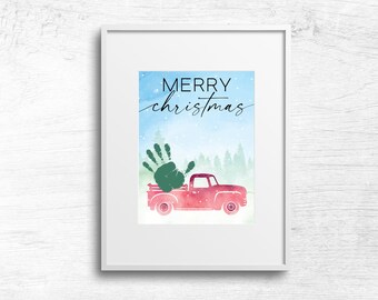 Christmas Tree Watercolor Handprint, Baby Toddler Kids Art Crafts, Christmas Keepsake Memory, Printable Card, DIY Christmas Card, Xmas Print