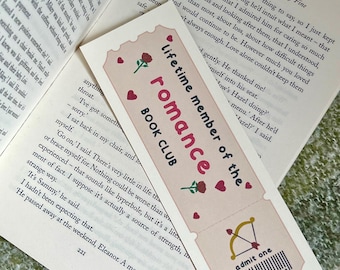 Romance Trope Book Club Ticket Bookmark | Bookworm, Romance Book Lover Gift, Lifetime Member, Bookish