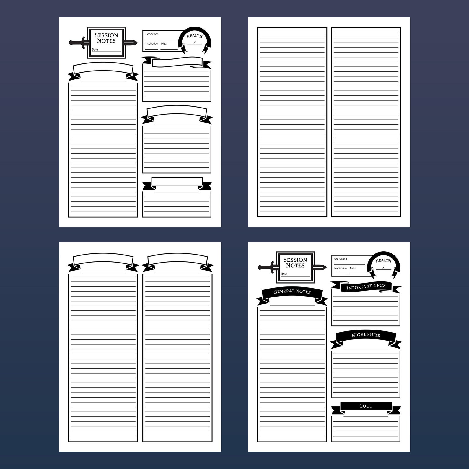 Printable RPG Session Notes Dnd 5e D&D Pathfinder RPG PDF Fillable Printable RPG Session Notes Dnd 5e D&D Pathfinder RPG PDF Fillable