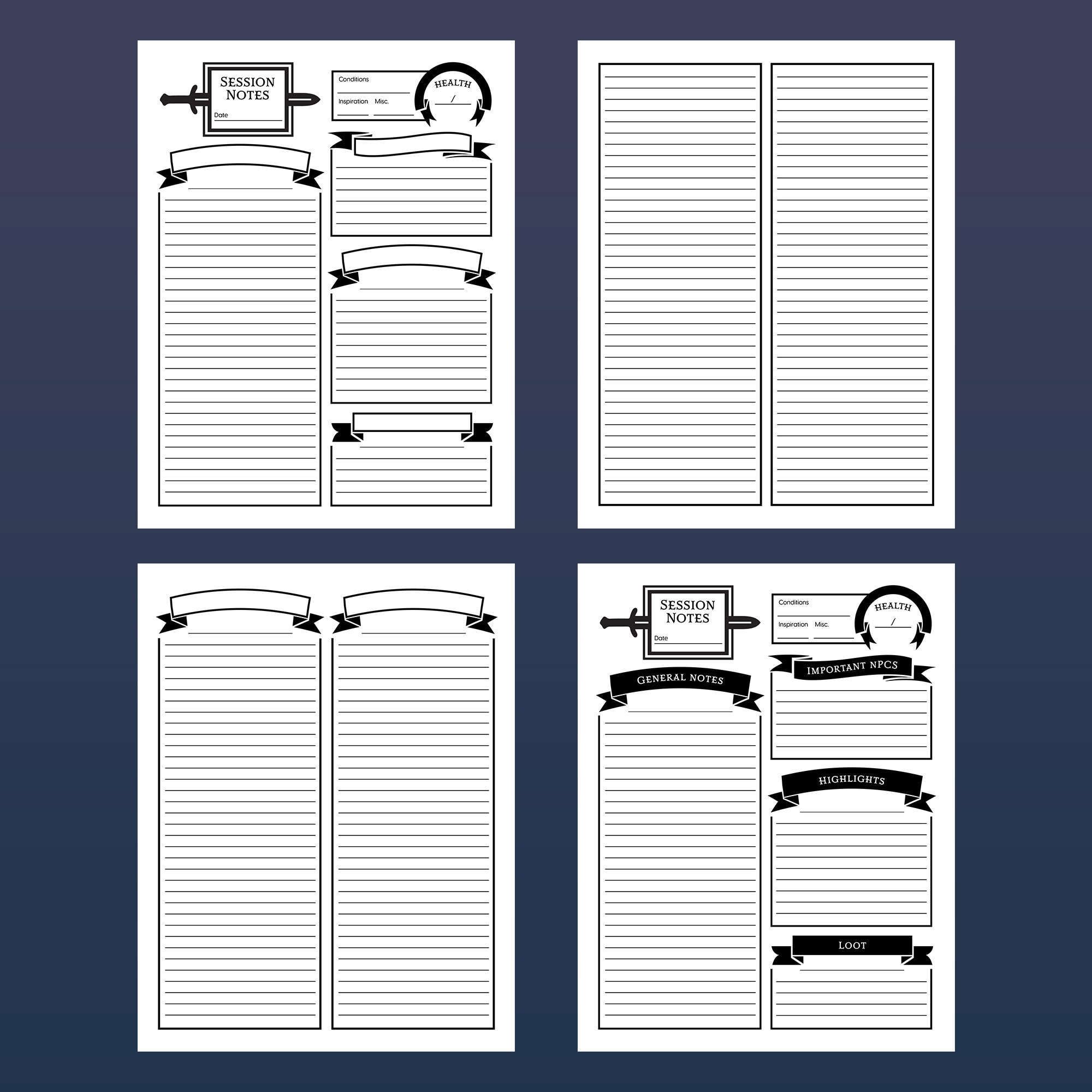 Printable RPG Session Notes Dnd 5e D&D Pathfinder RPG Etsy Printable RPG Session Notes Dnd 5e D&D Pathfinder RPG Etsy