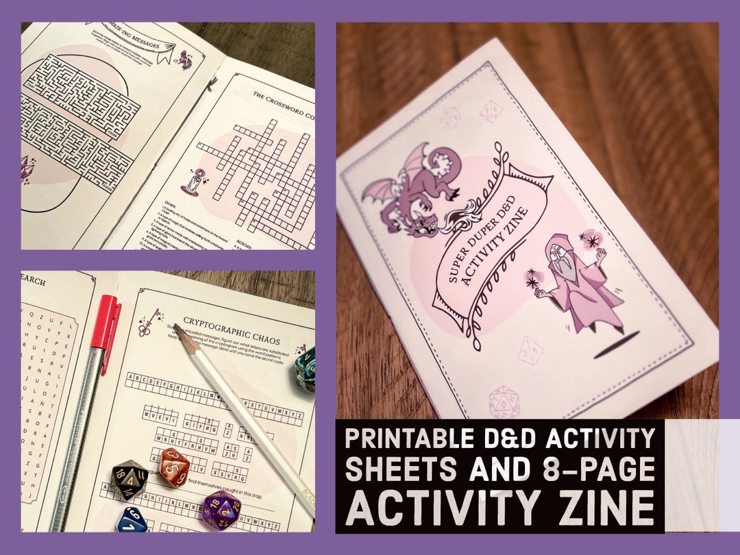 Printable Dnd Activity Zine and Pages Dnd 5e Pathfinder RPG Digital Download Dungeons and ...