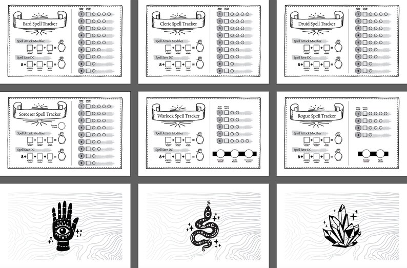 Printable Spell Slot Trackers for 10 Classes Dnd 5e RPG Digital ...
