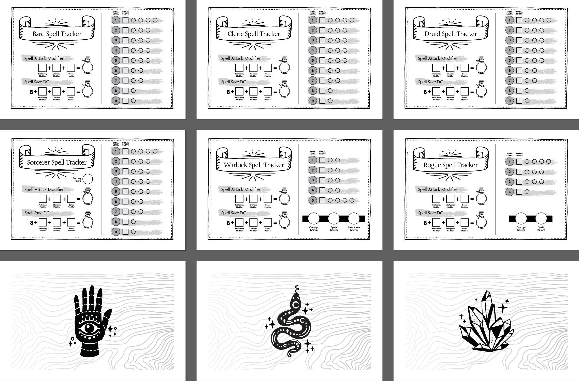 Printable Spell Slot Trackers for 10 Classes Dnd 5e RPG Digital ...