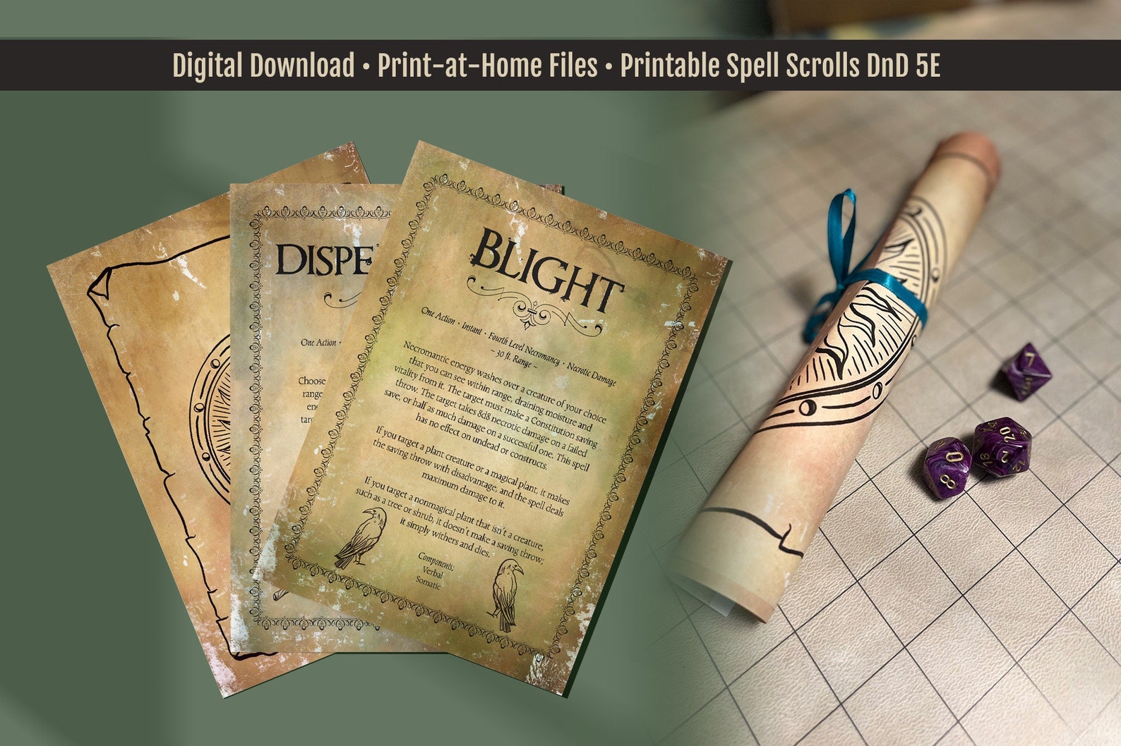 Printable Spell Scrolls Dnd 5e RPG Digital Download Etsy