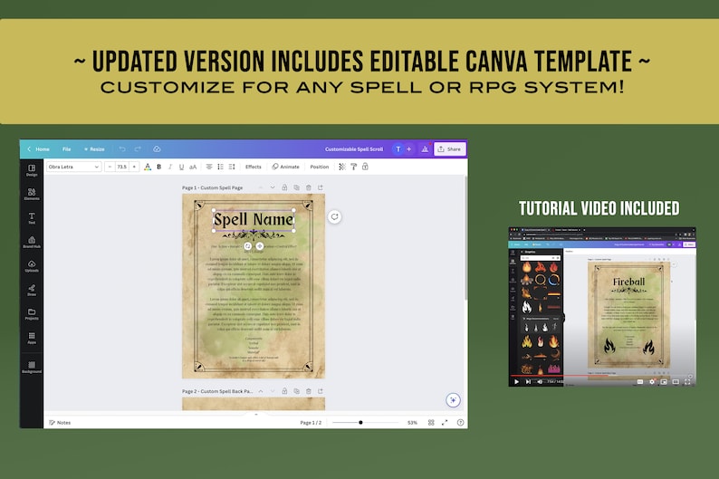 Printable Spell Scrolls Dnd 5e RPG Digital Download Canva Template ...