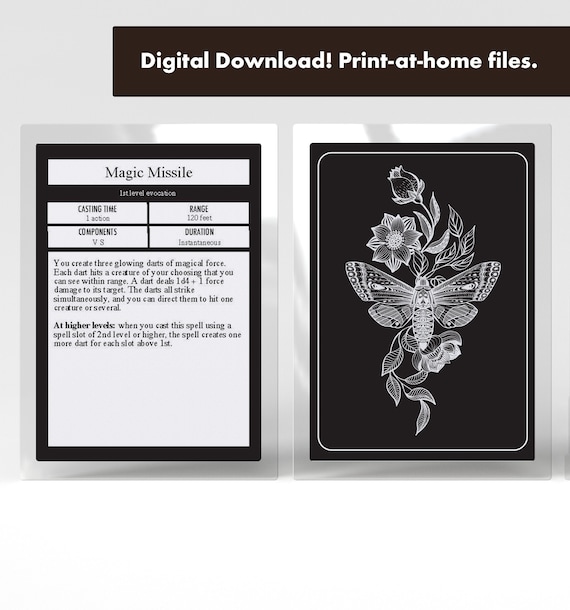 Printable Spell Cards - DnD 5e - PDF Fillable - Digital Download - Dungeons and Dragons
