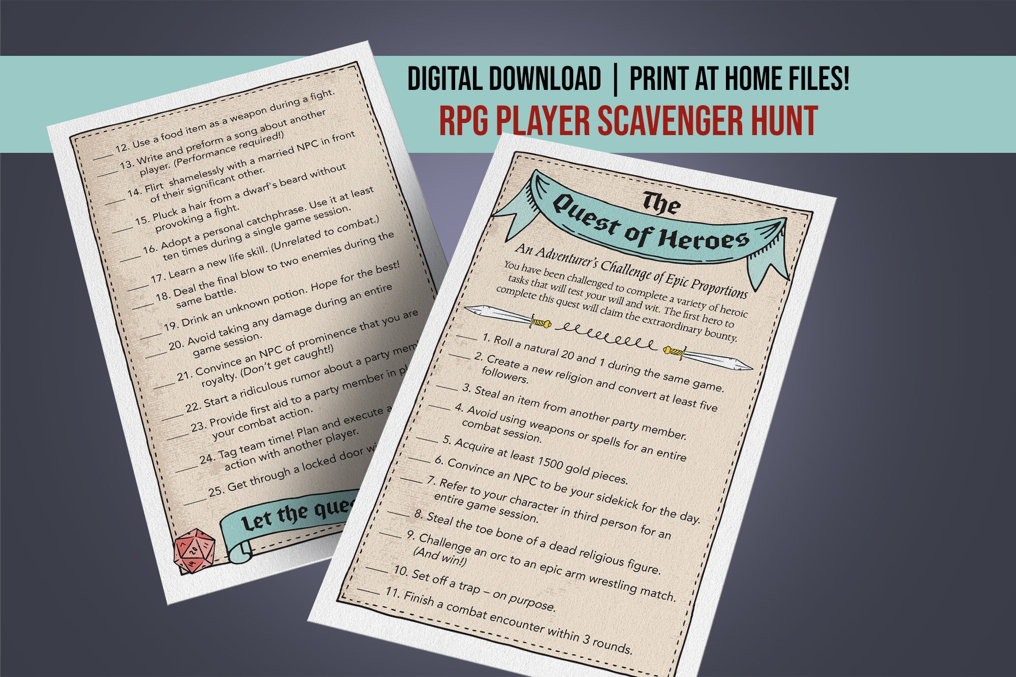 Printable DnD Scavenger Hunt DnD 5e Pathfinder RPG Etsy.de