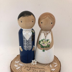 Hand painted wedding peg doll or anniversary gifts, wedding cake toppers, and wedding keepsakes