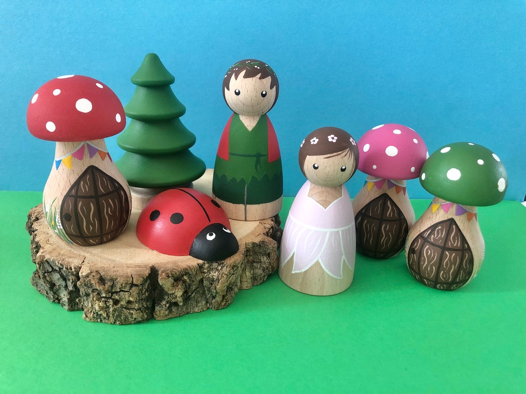 Fairy Garden Toys, Boy and Girl Fairies, Toadstools and Ladybug