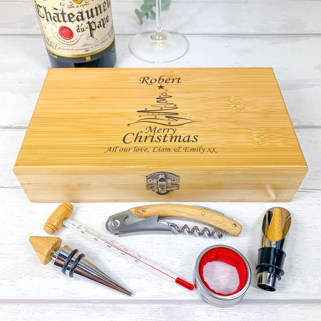 Personalised Wine Accessory Gift Box. Christmas Wine Sommelier Etsy UK