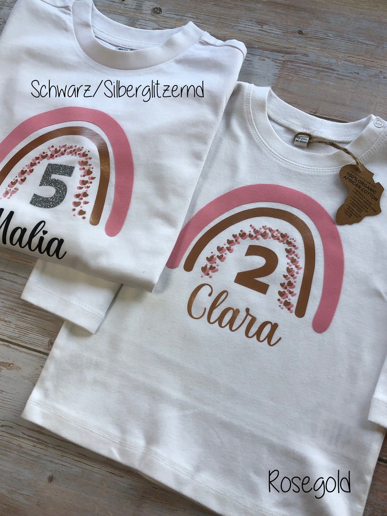 T-shirt short-sleeved long-sleeved girls rainbow shirt rainbow children's t-shirt girl birthday shirt t-shirt with name personalized baby clothing image 5