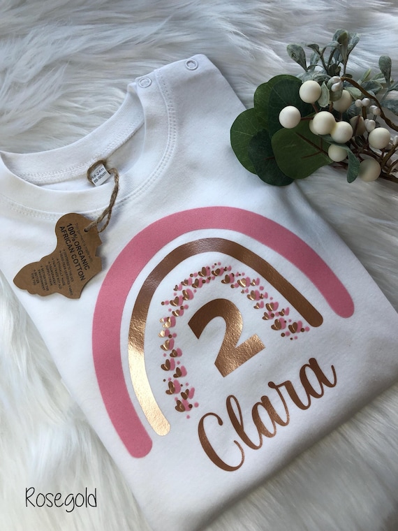 T-Shirt kurzarm Langarm Mädchen Regenbogen Shirt  Rainbow Kinder T-Shirt  girl Geburtstagsshirt T-Shirt mit Name personalisiert Babykleidung