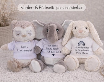 Personalized cuddly toy | Cuddly toy with custom text | Cuddly bunny for a newborn | Gift for a baby girl or boy | Newborn gift
